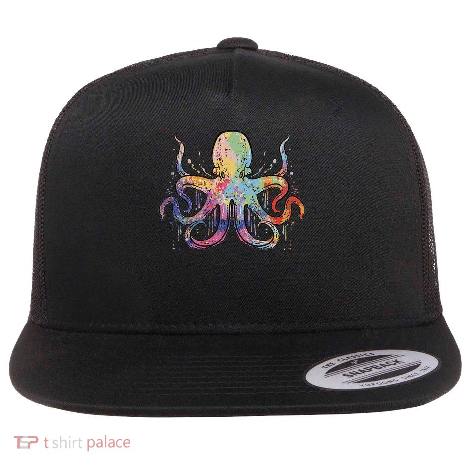 Colorful Octopus Cephalopod Animal Women Flat Bill Trucker Hat