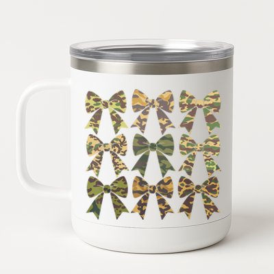 Camouflage Old Camo Bow Camo Coquette Bow Hunting Women Girl 12 oz Stainless Steel Tumbler Cup