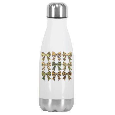 Camouflage Old Camo Bow Camo Coquette Bow Hunting Women Girl Stainless Steel Insulated Water Bottle