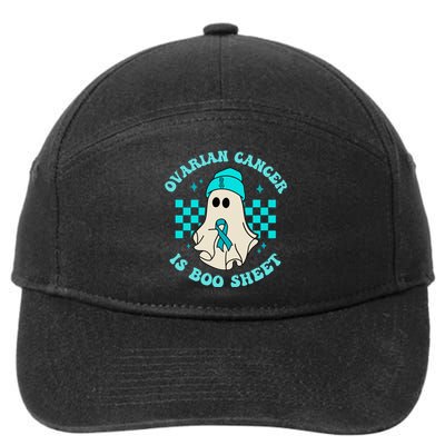 Cute Ovarian Cancer Is Boo Sheet Halloween Ghost Teal Ribbon 7-Panel Snapback Hat