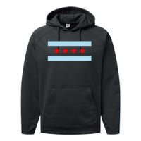 City Of Chicago Illinois Flag Performance Fleece Hoodie