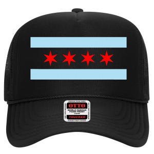 City Of Chicago Illinois Flag High Crown Mesh Back Trucker Hat