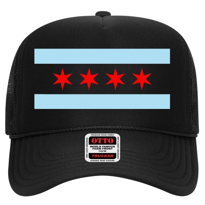 City Of Chicago Illinois Flag High Crown Mesh Back Trucker Hat