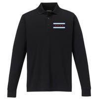 City Of Chicago Illinois Flag Performance Long Sleeve Polo