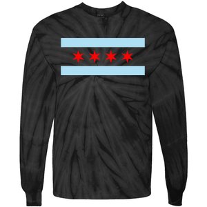 City Of Chicago Illinois Flag Tie-Dye Long Sleeve Shirt