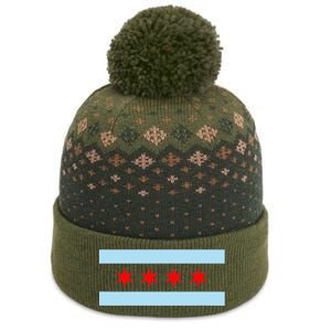 City Of Chicago Illinois Flag The Baniff Cuffed Pom Beanie