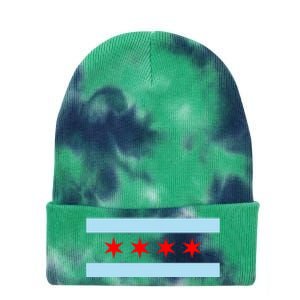 City Of Chicago Illinois Flag Tie Dye 12in Knit Beanie