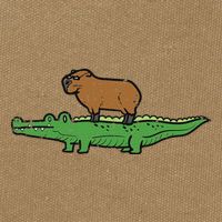 Capybara On Crocodile Capy Alligator Rodent Cotton Canvas Backpack
