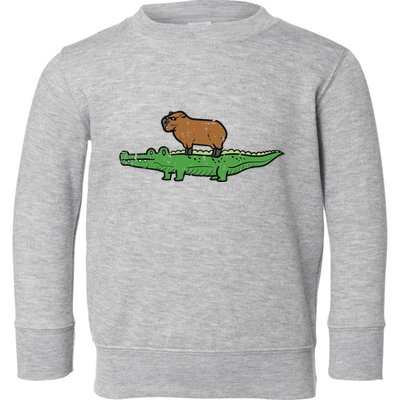 Capybara On Crocodile Capy Alligator Rodent Toddler Sweatshirt