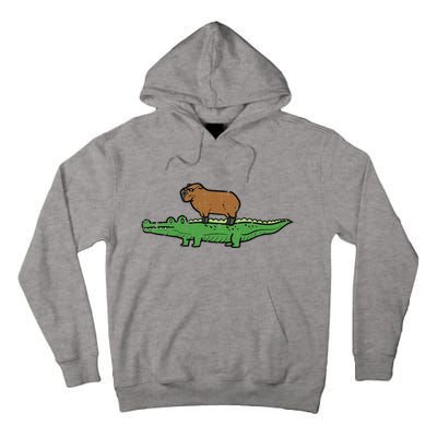 Capybara On Crocodile Capy Alligator Rodent Tall Hoodie