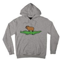 Capybara On Crocodile Capy Alligator Rodent Tall Hoodie