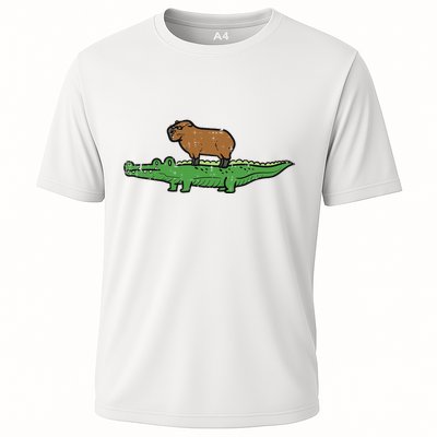 Capybara On Crocodile Capy Alligator Rodent Cooling Performance Crew T-Shirt