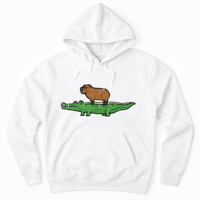 Capybara On Crocodile Capy Alligator Rodent Hoodie