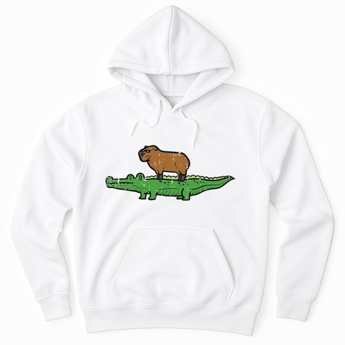 Capybara On Crocodile Capy Alligator Rodent Hoodie