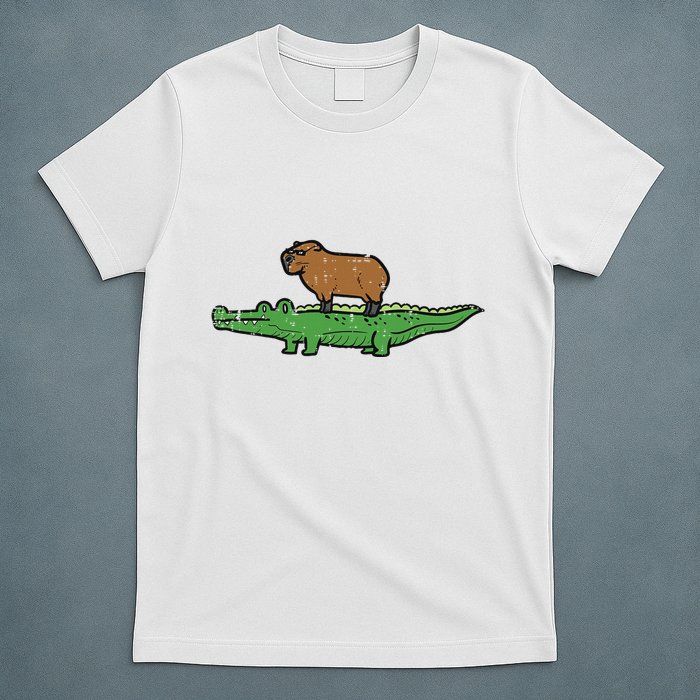 Capybara On Crocodile Capy Alligator Rodent T-Shirt