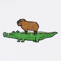 Capybara On Crocodile Capy Alligator Rodent Sustainable Bucket Hat