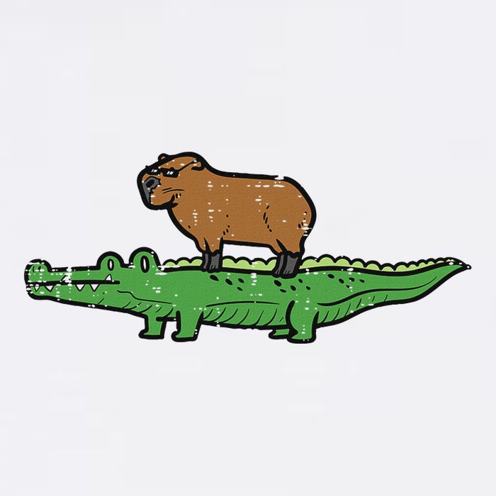 Capybara On Crocodile Capy Alligator Rodent Sustainable Bucket Hat
