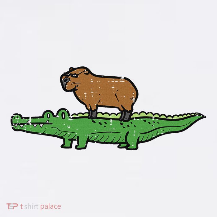 Capybara On Crocodile Capy Alligator Rodent Bucket Hat