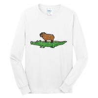 Capybara On Crocodile Capy Alligator Rodent Tall Long Sleeve T-Shirt