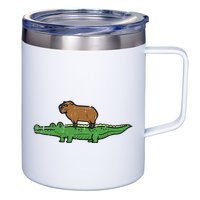 Capybara On Crocodile Capy Alligator Rodent 12oz Stainless Steel Coffee Mug