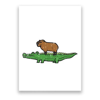 Capybara On Crocodile Capy Alligator Rodent Poster
