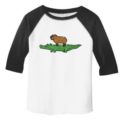 Capybara On Crocodile Capy Alligator Rodent Toddler Fine Jersey T-Shirt