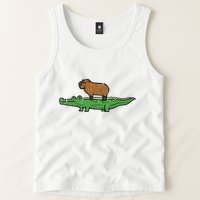 Capybara On Crocodile Capy Alligator Rodent Tank Top