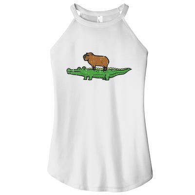 Capybara On Crocodile Capy Alligator Rodent Women's Perfect Tri Rocker Tank