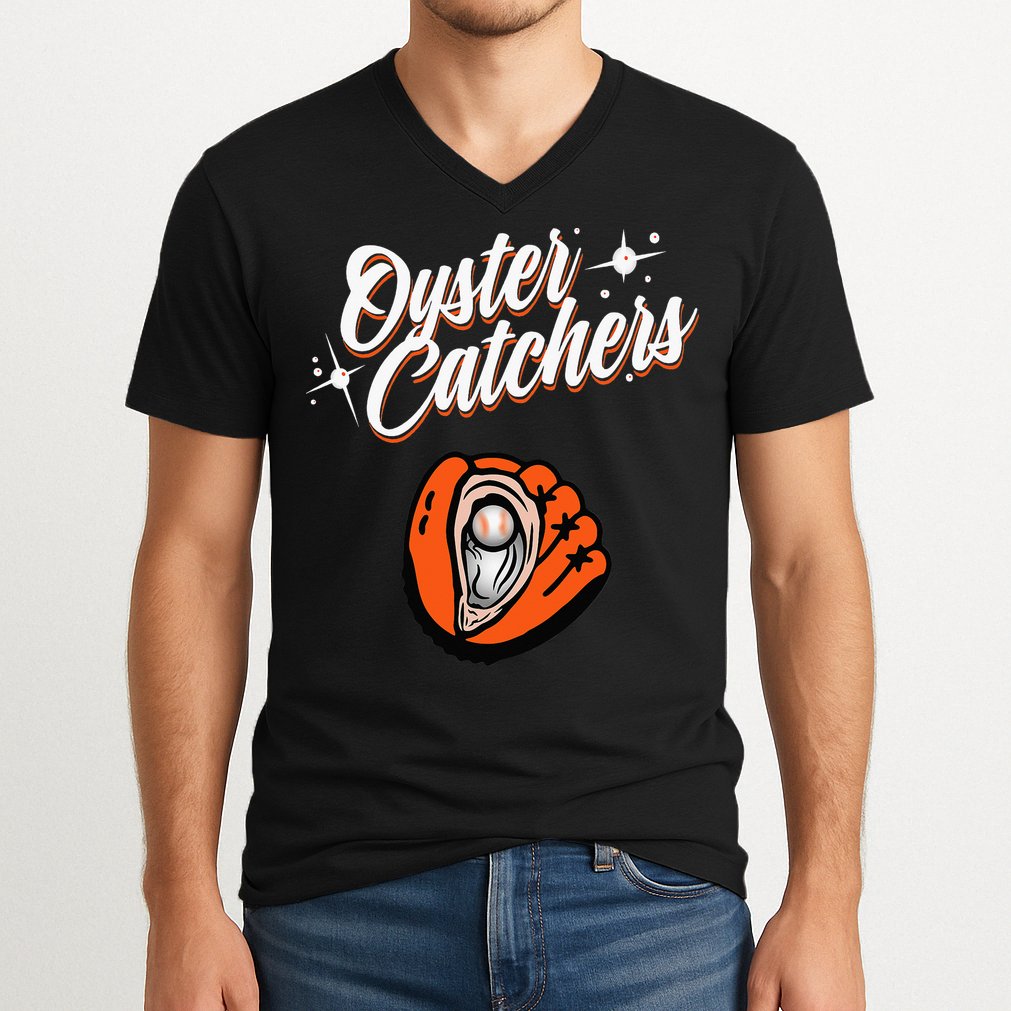 Chesapeake Oyster Catchers Logo V-Neck T-Shirt