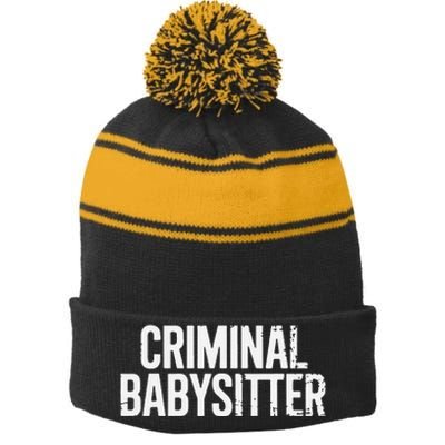 Correctional Officer Criminal Babysitter Corrections Stripe Pom Pom Beanie