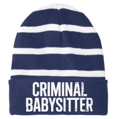 Correctional Officer Criminal Babysitter Corrections Striped Beanie with Solid Band