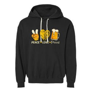 Cute Oktoberfest Costume Peace Love Prost Prost Oktoberfest Garment-Dyed Fleece Hoodie