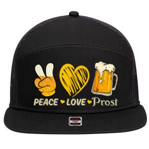 Cute Oktoberfest Costume Peace Love Prost Prost Oktoberfest 7 Panel Mesh Trucker Snapback Hat