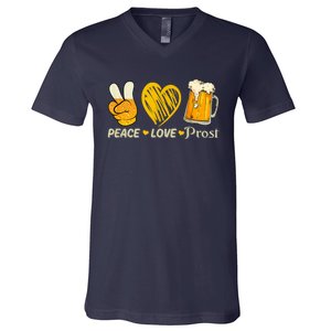 Cute Oktoberfest Costume Peace Love Prost Prost Oktoberfest V-Neck T-Shirt