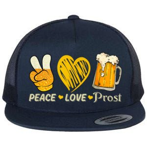 Cute Oktoberfest Costume Peace Love Prost Prost Oktoberfest Flat Bill Trucker Hat