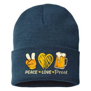 Cute Oktoberfest Costume Peace Love Prost Prost Oktoberfest Sustainable Knit Beanie