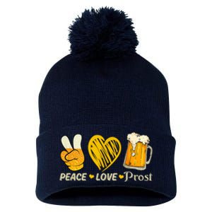 Cute Oktoberfest Costume Peace Love Prost Prost Oktoberfest Pom Pom 12in Knit Beanie