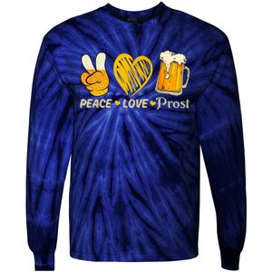 Cute Oktoberfest Costume Peace Love Prost Prost Oktoberfest Tie-Dye Long Sleeve Shirt