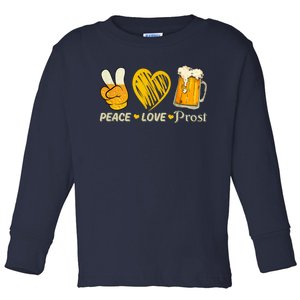 Cute Oktoberfest Costume Peace Love Prost Prost Oktoberfest Toddler Long Sleeve Shirt