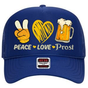 Cute Oktoberfest Costume Peace Love Prost Prost Oktoberfest High Crown Mesh Back Trucker Hat