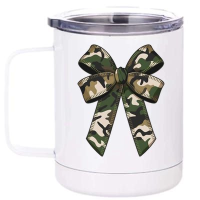 Camouflage Old Camo Bow Camo Coquette Bow Hunting Girl Women 12 oz Stainless Steel Tumbler Cup