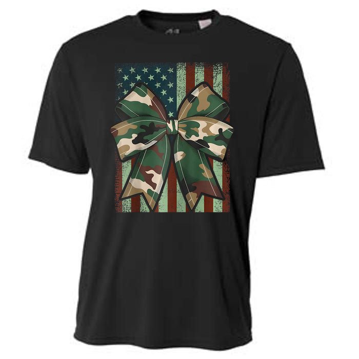 Camouflage Old Camo Bow Camo Coquette Bow Hunting Girl Women Cooling Performance Crew T-Shirt