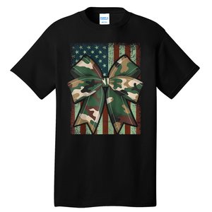 Camouflage Old Camo Bow Camo Coquette Bow Hunting Girl Women Tall T-Shirt