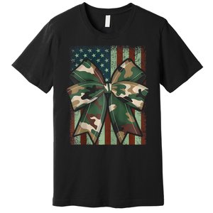 Camouflage Old Camo Bow Camo Coquette Bow Hunting Girl Women Premium T-Shirt