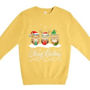 Cute Owl Christmas Gift Funny Owl Lovers Ugly Xmas Meaningful Gift Premium Crewneck Sweatshirt