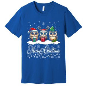 Cute Owl Christmas Gift Funny Owl Lovers Ugly Xmas Meaningful Gift Premium T-Shirt