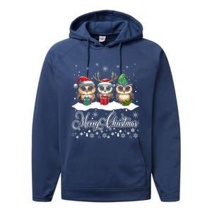 Cute Owl Christmas Gift Funny Owl Lovers Ugly Xmas Meaningful Gift Performance Fleece Hoodie