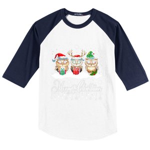 Cute Owl Christmas Gift Funny Owl Lovers Ugly Xmas Meaningful Gift Baseball Sleeve Shirt