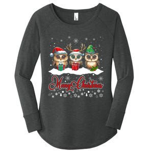 Cute Owl Christmas Gift Funny Owl Lovers Ugly Xmas Women's Perfect Tri Tunic Long Sleeve Shirt