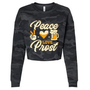 Cute Oktoberfest Costume Peace Love Prost Prost Humor Cropped Pullover Crew